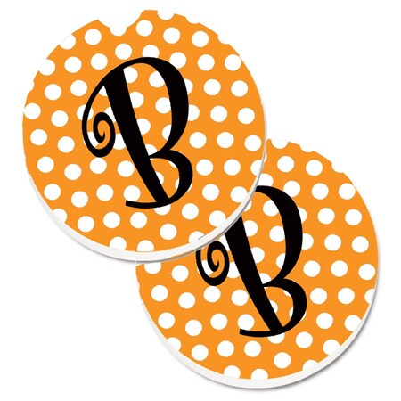 Carolines Treasures Monogram Initial B Orange Polkadots Cup Holder Car Coaster, PK2 CJ1033-BCARC
